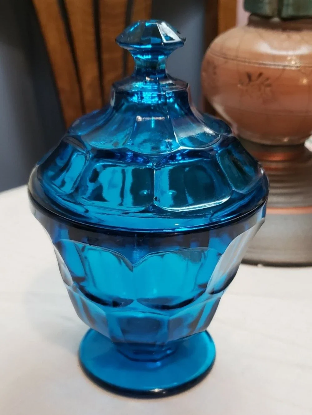 Vintage Blue Glass Apothecary Jar